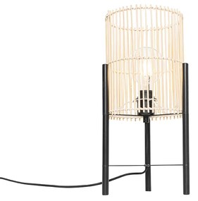 Skandynawska lampa stołowa z bambusa - Natasja Rustykalny / Vintage Oswietlenie wewnetrzne