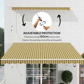 Outsunny Markiza Ochronna Przed Słońcem, 3,5 m x 2,5 m, Żółty + Szary
