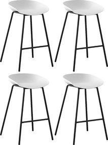 Zestaw 4 krzeseł barowych - polipropylen - biały - BONITA