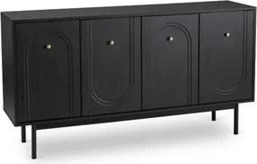 Komoda do Salonu MARLEN 155 cm Czarna Czterodrzwiowa Glamour