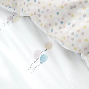 Biało-beżowa flanelowa pościel dziecięca dwuosobowa 200x200 cm Balloons Spot – Bianca