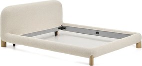 Beżowe tapicerowane łóżko dwuosobowe bez stelaża 180x200 cm Odina – Kave Home