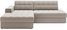 Beżowy aksamitny rozkładany narożnik (lewostronny/z szezlongiem) Blezalt – ELTAP