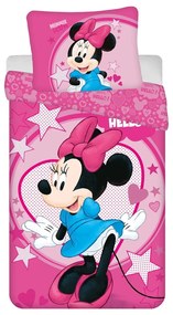 Różowa pościel dziecięca jednoosobowa z mikrowłókna 140x200 cm Minnie "Hello" – Jerry Fabrics