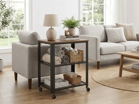 Stolik pomocniczy na kółkach TAYLOR 60x40 cm, rustykalny brązowy