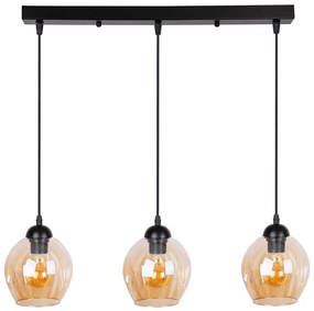 Czarna potrójna lampa wisząca na listwie - 5X Z032 W8-K09