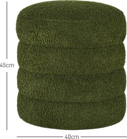 HOMCOM Pufa, okrągła, mikrofibra, do 120kg, Φ40x45H cm, Zielona