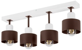 Brązowo-biała lampa sufitowa, czteropunktowy spot DBR60x7WE z drewna i