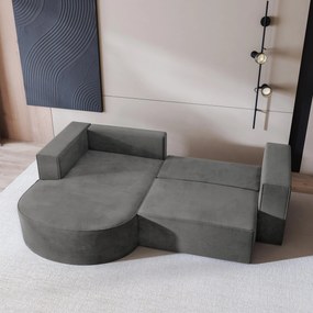 Masseno Narożnik SORELA z funkcją spania i pojemnikiem na pościel Narozniki L, Rozkładana sofa - Szary, MONOLITH 85