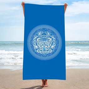 Ręcznik plażowy TIGER 100x180 cm niebieski, 100% mikrofibra