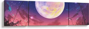 Obraz - Kobieta i pies w pełni księżyca (170x50 cm)