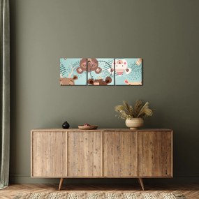 Obraz - Wesołe niedźwiadki (z zegarem) (90x30 cm)
