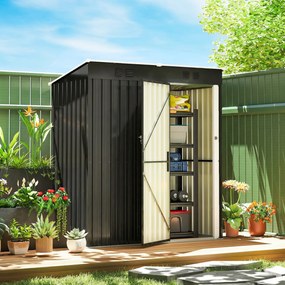Outsunny Metalowy schowek na narzędzia 1,37 m², zamykany schowek z wentylacją, pochyłym dachem, rękawicami, 163 x 90 x 179 cm | Aosom PL