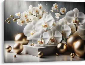 Obraz - Orchidea i złote kule (70x50 cm)