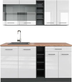 Pojedyncza kuchnia biały wysoki połysk/antracyt 160x60x81.6 r-line