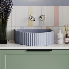 Umywalka betonowa podwieszana / nablatowa półokrągła bez otworu na baterię 45 x 36 cm MUSLIN | różne kolory : Kolor - Lawendowy, Typ montażu - nablatowa