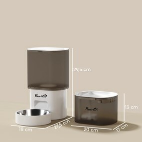 PawHut Automatyczny dozownik karmy 3 L i poidełko 2,5 L dla małych psów i kotów Biały