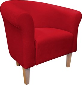 Fotel Milo tkanina Mikrofaza stylowy fotel do salonu i sypialni : Kolor nogi - Drewno, Kolor tkaniny - 8 MIKROFAZA, Wysokość nogi - 20 cm