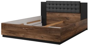 Łóżko SIGMA 180x200 dąb flagstaff miedziany/czarny mat z pojemnikiem HELVETIA
