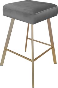 Hoker MAX krzesło barowe tkanina Welur podstawa metalowa : Kolor nogi - Złota profil, Kolor tkaniny - VELVET - BL14, Typ siedziska - Siedzisko stałe