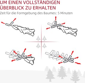 HOMCOM Sztuczna choinka, 86 gałązek, 50 ciepłobiałych LED, szronione końcówki, ognioodporna, 0,6 m | Aosom PL