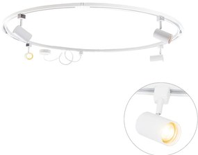 Nowoczesny system oświetlenia szynowego z 4 reflektorami białymi, 1-fazowy, okrągły - Iconic Jeana