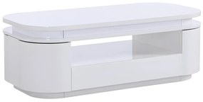 Ława 4-drzwiowa z 1 szufladą i oświetleniem LED – MDF – kolor biały lakierowany - VANDANA