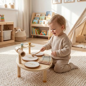 AIYAPLAY Zestaw Instrumentów Muzycznych 4-w-1 dla Dzieci z Bębnami, Ksylofonem i Perkusją – Montessori Zabawka Edukacyjna dla Dzieci od 2 Lat | Aosom PL
