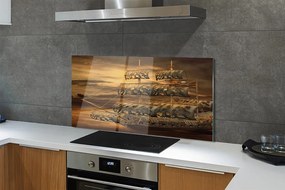 Szkło do Kuchni na Ścianę Statek na tle Morskich Chmur