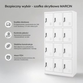 Szafka skrytkowa socjalna BHP biała: MARCIN, 900 x 1850 x 400 mm
