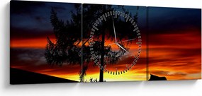 Obraz - Sylwetka wilka (z zegarem) (90x30 cm)