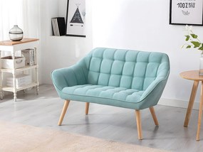 Kanapa 2-osobowa i fotel CASERTA z tkaniny w kolorze turkusowym