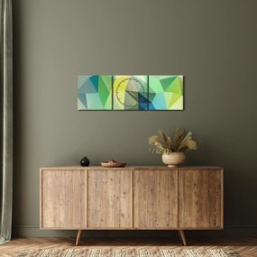 Obraz abstrakcji geometrycznej (z zegarem) (90x30 cm)