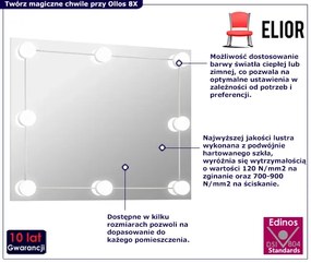 Nowoczesne prostokątne lustro z oświetleniem LED 80x60 cm - Ollos 8X