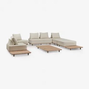 Zestaw Ogrodowy Z 3-częściową Modułową Sofą, Leżanką,stolikiem Nocnym,2 Fotelami I Stolikiem Kawowym 160x95 Cm W Kolorze Portet Gardenia Biel - Sklum