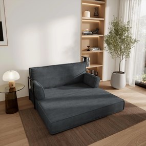 Masseno Sofa piankowa LADIA z funkcją spania, Kanapa z pianki do salonu, Bezmontażowa, Tkanina sztruksowa – Grafitowy POSO 34