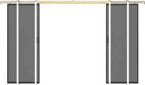 Drzwi przesuwne podwójne chowane w ścianie - aluminium i dymione szkło hartowane - 2 x wys. 205 x szer. 93 cm - LINCI II