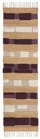Fioletowo-naturalny chodnik z mieszanki juty tkany ręcznie 60x230 cm Medina Blocks – Flair Rugs
