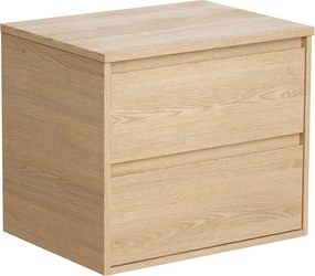 Szafka łazienkowa wisząca   pod umywalkę z blatem - Okleina dębowa - 60 cm - MILIPAM
