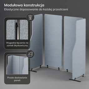 Parawan akustyczny Sadie, kolor Moon Dust, rozmiar 240/145 cm