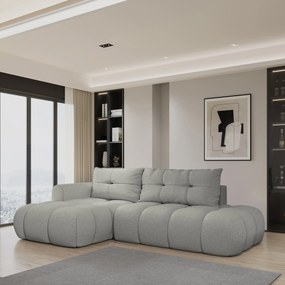Masseno Narożnik FLUMA z funkcją spania i pojemnikiem na pościel Narozniki L, Rozkładana sofa - Jasnoszary, QUELLE 83