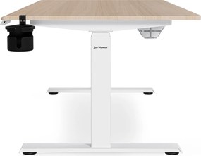 Biurko elektryczne z regulacją wysokości ergonomiczne białe/dąb sonoma,1600x800 mm: ARIA