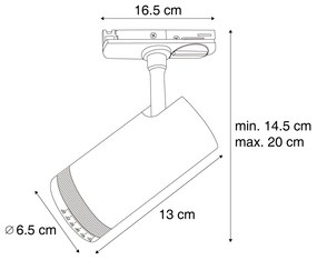 Nowoczesny czarny reflektor do 1-fazowego systemu szynowego z LED, obrotowy i przechylny - Iconic Zoom Nowoczesny Oswietlenie wewnetrzne