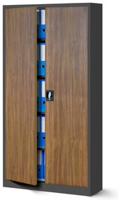 Zestaw 4x biurowa szafa metalowa JAN H, 900 x 1950 x 400 mm, Eco Design: antracytowa/ orzech