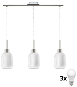 Żyrandol LED na linkach HARMA 3xE27/60W/230V matowy chrom/biały