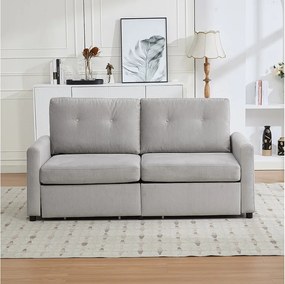 Sofa 2-osobowa z jasnoszarej tkaniny z 2 szufladami do przechowywania - Styl nowoczesny