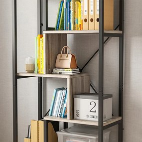 Regał w stylu industrialnym z 8 półkami – 132 x 74 x 35 cm | Czarny i brązowy | Nowoczesny design loftowy