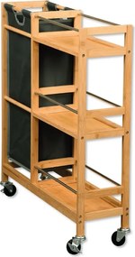 Kesper 24857 Regał na kółkach z koszem na butelki, bambus, 78 x 20 x 68 cm