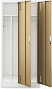 Szafa socjalna czterokomorowa Eco Design Kacper 80x50x180 cm, biały/orzech