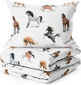 PrzytulneMieszkanie.pl PrzytulneMieszkanie.pl Bawełniana pościel do łóżeczka HORSE DREAM biała Rozmiar pościeli: 45 x 65 cm | 90 x 135 cm